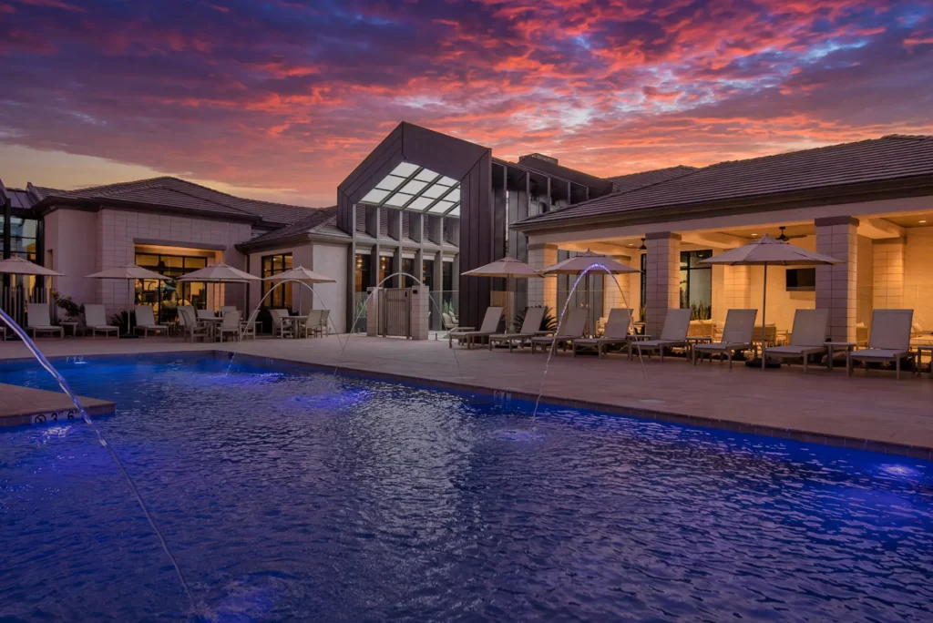 Encantada La Estancia pool at sunset