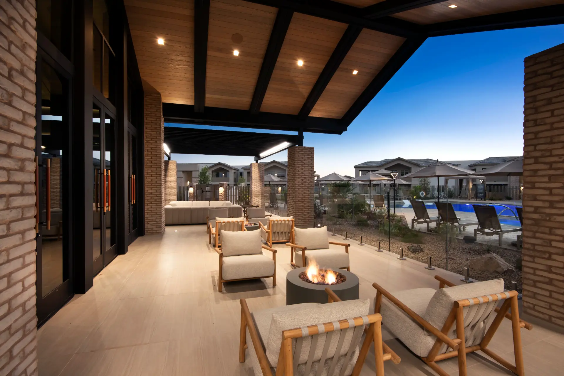 Encantada Gladden Farms patio firepit seating